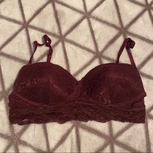 Maroon lace bralette with padding